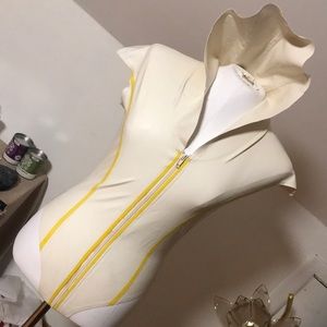 Off white Latex Rubber High Neck Leotard and Skirt